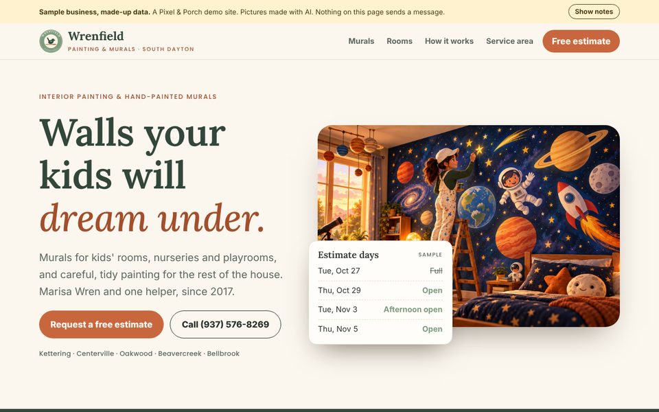 The Wrenfield Painting sample website