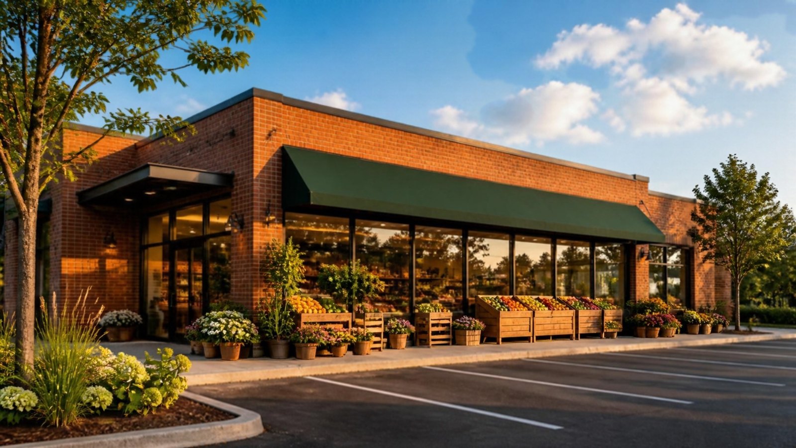A small-town grocery storefront